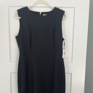 Calvin Klein Sleeveless Black Sheath Dress with Gold Back Zipper Size 12